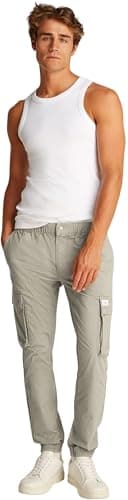 Image of Calvin Klein Men’s Skinny Fit Cargo Trousers, Beige (Laurel Oak), 34W