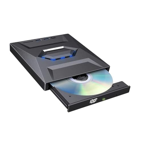 Image of 7-In-1 External Blu Ray Drive, External Blu-Ray Drives, Blue Raydvd Player, Portable CD/DVD Burner Writer Reader with SD Card Reader, USB 3.0 for Desktop PC Windows Linux OS Apple Mac (Black)