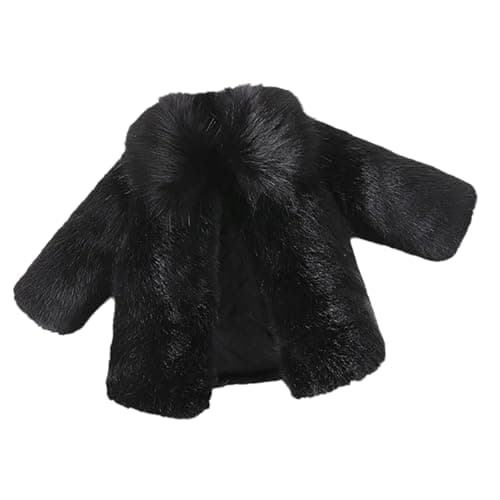 Image of Girls Black Faux Fur Coat Long Sleeve Fluffy Winter Jackets Fashionable Collared Outerwear for Kids (Black, 9-10 Years)