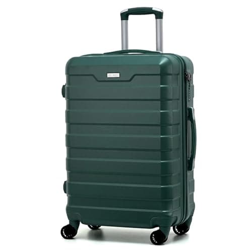Image of RMW Suitcase Large Medium Cabin Size | Hard Shell | Lightweight | 4 Dual Spinner Wheels | Trolley Luggage Suitcase | Hold Check in Luggage | TSA Combination Lock (Dark Green, Medium 24")