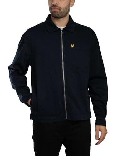 Image of Lyle & Scott LS Woven Shirts Enzyme Wash Zip Through Overshirt Z271 Dark Navy, S