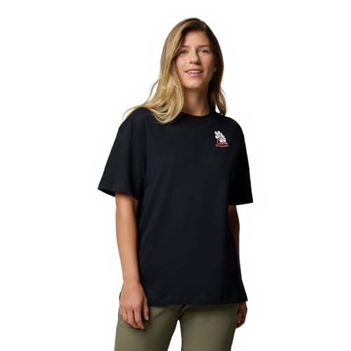 Image of Columbia Women's Rolling Bend Graphic Oversized Tee, Black/Floral Fun, XS