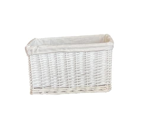 Image of Big Huge Deep Living Room Fireplace Log Basket Xmas Hamper Storage Box (White, Medium: 39x27x23cm)