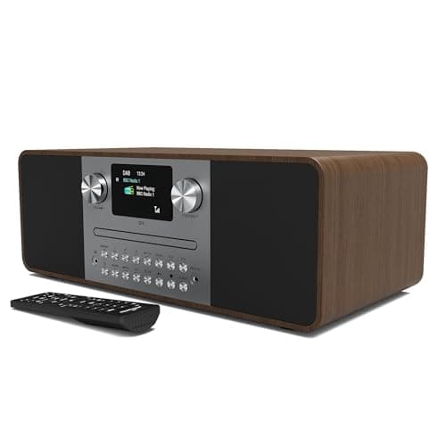 Image of DAB/DAB+ & FM Digital Radio with CD Player | Bluetooth & USB MP3 Player | 60W Premium Sound | Remote Control | Mains Powered | Perfect for Home Entertainment | AZATOM D4 (Walnut)