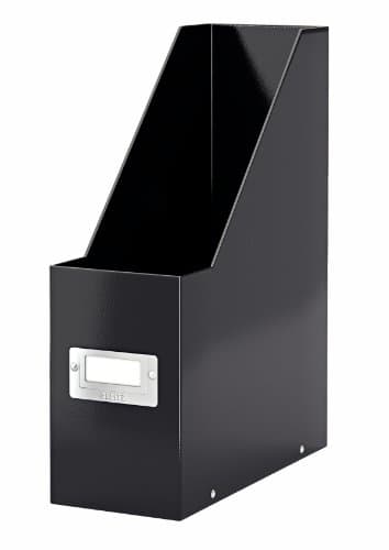 Image of Leitz Magazine File holder, A4, Cardboard Document Storage Box with Label, Foldable with Label, for Home, Office & School, Click and Store Range 60470095 - Black