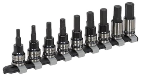 Image of Sealey AK7986 9pc 3/8"Sq Drive Hex Key Socket Bit Set - Black Series