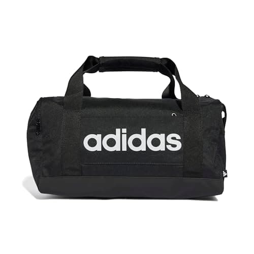 Image of adidas Unisex Essentials Linear Duffel Bag, Black/Black/White, XS