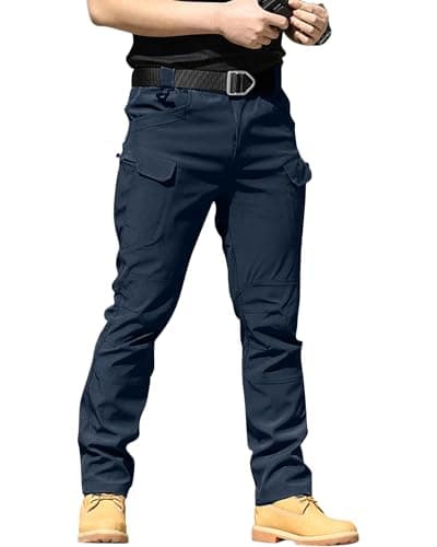 Image of YAOBAOLE Mens Combat Trousers Slim Fit Work Trousers Men Cargo Chino Trousers for Men UK Navy M