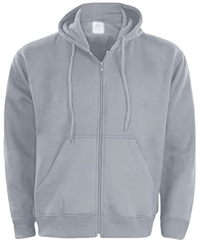 Image of True Face Mens Hoodie Zip Up Classic Hooded Top Plain Ribbed Cuff Long Sleeve Sweatshirt 032 Hody Grey Medium