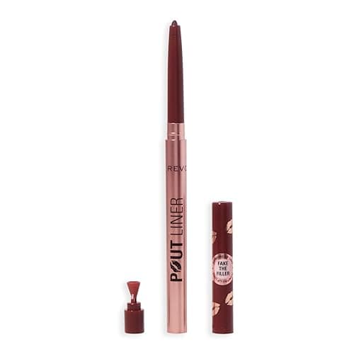 Image of Revolution Beauty, Pout Bomb Plumping Lip Liner, Long Lasting Lip Shaper with Hyaluronic Acid & Vitamin E, Vegan & Cruelty-Free, Warm Brown