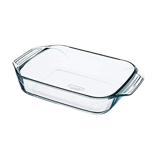 Image of PIREX Optimum Glass Rectangular Roaster High Resistance Easy Grip, Multicolor, 39x25 cm (Pack of 1)