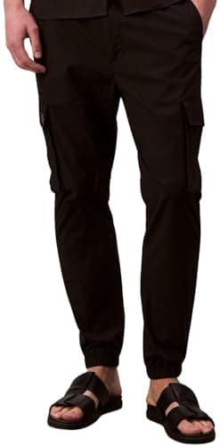 Image of Calvin Klein Men’s Skinny Fit Elastic Ripstop Cargo Trousers, Black (Black), S