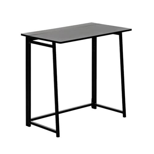 Image of Harbour Housewares Deluxe Wooden Folding Desk - 80cm - Black - PC Computer Workstation Contemporary Laptop Space Saving Foldable Wooden Desk for Study, Offices