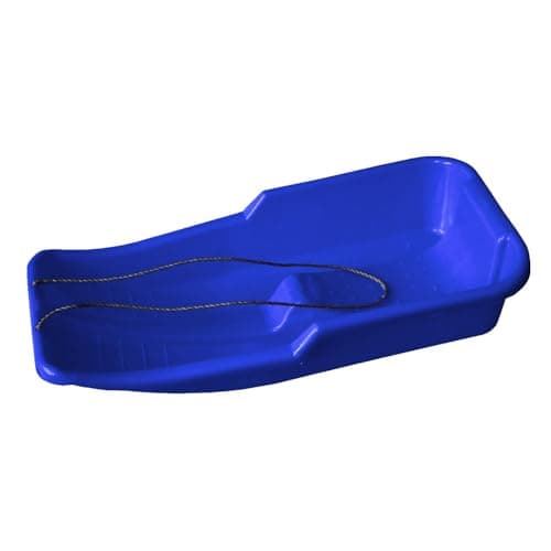 Image of Heavy Duty Snow Sledge - For Adults, Winter Toboggan Sleigh Sled With Rope | Plastic Ski Board, Pull Strap - Skateboard for Outdoor Snow, Skiing Board, Speeder, High-Performance (BLUE SLEDGE)