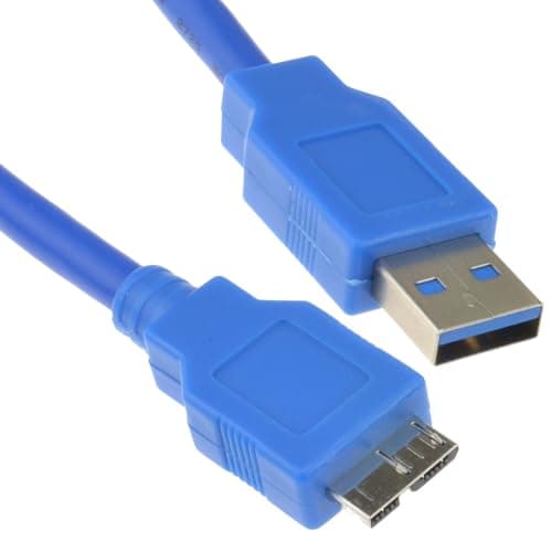 Image of kenable USB 3.0 SuperSpeed Cable A Male to 10 Pin Micro B Male Shielded Gold Contacts Blue 2m