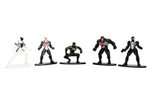 Image of Marvel Spider-Man 5 Pack - Nano Metalfigs 4 cm Collectible Figure 99253 Detailed Design, Made Diecast Metal, Small Figures Perfect for Any Collector