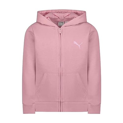 Image of PUMA Girls' Core Logo Zip Up Hoodie, Pale Pink, L