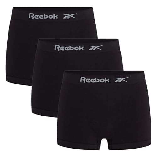 Image of Reebok Dale Boxers for Men | Pack of 3 Seamless Mens Trunks, Breathable & Stretchable Underwear for Men | Multipack Boxer Shorts, Black, S