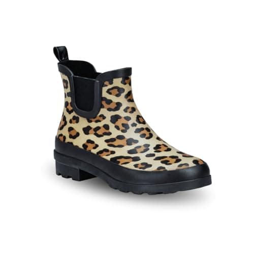 Image of TOSH Ladies Chelsea Ankle Wellingtons Boots Short Pull On Waterproof Rubber Womens Riding Equestrian Wellies (Leopard, UK Footwear Size System, Adult, Women, Numeric, Medium, 6)