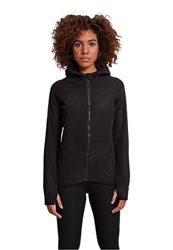 Image of Urban Classics Women's Ladies Polar Fleece Zip Hoody Sweatshirt, Black, XS UK