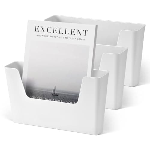 Image of YOHOM Office Adhesive Mount Document Holder Racks Small Storage Holder for Wall Door Hanging Mails Bills Organizer Plastic (White, 3 pcs)