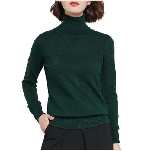 Image of Turtle Neck for Women UK Long Sleeve Polo Roll Neck Tops Casual Loose Fit Sweater Ladies Elegant Sweatshirts Soft Thermal Winter Warm Lightweight Stretchy Slim Fit Blouse Pullover Solid 8-18