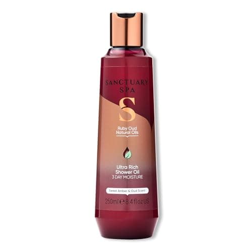 Image of Sanctuary Spa Ruby Oud Shower Oil for Dry Skin, No Mineral Oil, Cruelty Free and Vegan, 250 ml, Pack of 1