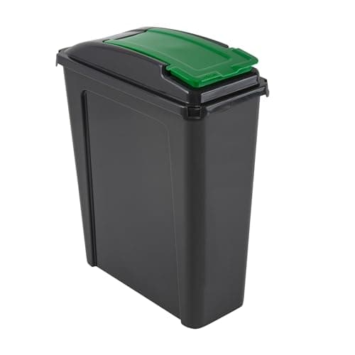Image of Green 25 Litre Plastic Waste Bin with Flap Lid by Wham