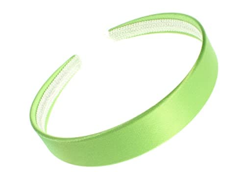 Image of 2.5cm (1") Lime Green Satin Plastic Alice Band Hair Band Headband No Teeth for Women Girls by Glitz4Girlz