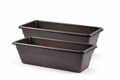 Image of Muddy Hands Pack of 2 - Garden Trough Planters Rectangular Window Box Flower Herb Vegetable Plant Pots Outdoor Balcony Patio Planters (Anthracite, 40cm)