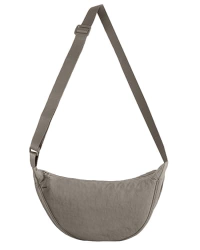 Image of ZhengYue Women's Nylon Crescent Crossbody Bag,Small Shoulder Sling Purse with Adjustable Strap for Travel,Lightweight Waterproof Hobo HandBag for Casual Festival Holiday Daily Use Unisex Grey
