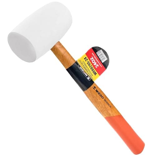 Image of WEDO White Rubber Mallet, Rubber Hammer with Wooden Handle,16oz(450g) Anti-Slip Wooden Handle Double Face White Rubber Head Mallet,Length 315mm,Ideal for DIY, Tile Setting, Laminate Flooring Installs