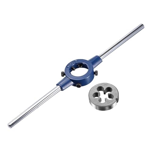 Image of MACHSWON Round Die Stock Handle Wrench Set,1/2-20 UNF Threading Die and 38mm (1-1/2") Die Holder (Fits: 26mm-38mm OD Die / M12-M16 Thread Die) Adjustable for Bolt Thread Repair