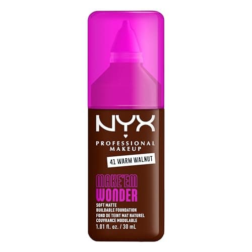 Image of NYX Professional Makeup Make 'EM Wonder, Up to 24 Hour Soft Matte Foundation, Undetectable Finish, Waterproof, Sweat and Transfer Resistant, Shade: 40 Warm Walnut