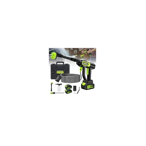Image of Cordless Pressure Washer 1500W, 6 in 1 Spray Nozzles Washer Gun 100 Bar 2 * 4.0 Battery 16.5Ft Hose Power Jet Washers for Washing Cars/Floor/Garden Cleaning & Watering