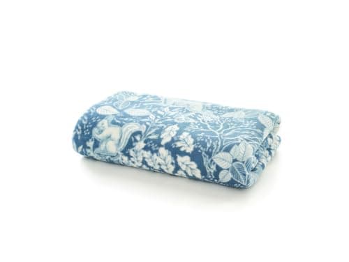 Image of Deyongs Winter Forest Printed Coral Fleece Throw Blanket 180x140cm – Super Soft, Lightweight, Reversible – Pink, Sage, Umber, Ocean, Dark Grey – 100% Polyester – Cozy Sofa or Bed Blanket [Ocean]