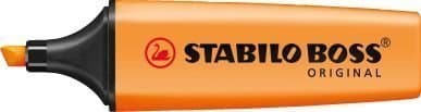Image of Pack of 3 Orange Stabilo Boss Highlighters Fluorescent Colours Water-Based Ink