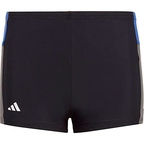 Image of adidas Boy's Colourblock 3-Stripes Swim Boxers, Black/Semi Lucid Blue/Grey Six/White, 5-6 Years