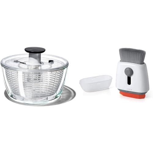Image of OXO Good Grips Glass Salad Spinner & 12246100 Good Grips Sweep & Swipe Laptop Cleaner, White, One Size