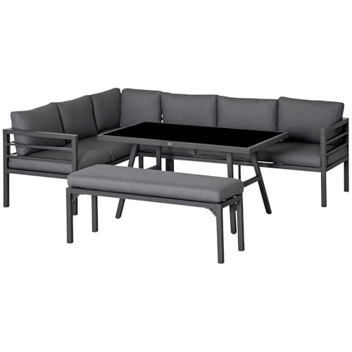 Image of Outsunny 8-Seater Aluminium Garden Dining Sofa Furniture Set with Cushions