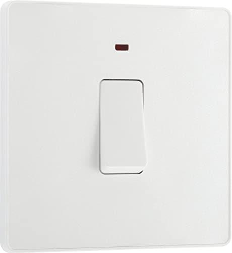 Image of BG Electrical Single Wall Switch with LED Power Indicator, Double Pole, Screwless Front Plate, Round Edges, Evolve, Pearlescent White, 20A, PCDCL31W