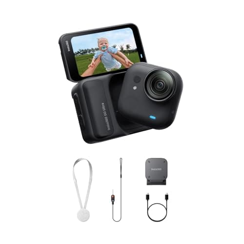 Image of Insta360 GO Ultra Black-Small 4K Vlogging Camera, Hands-Free, POV Cam, 1/1.28" Sensor, 53g Lightweight, 156° FOV, 200 Min Battery Life, Magnetic Wearable Action Camera for Sports, Vlog