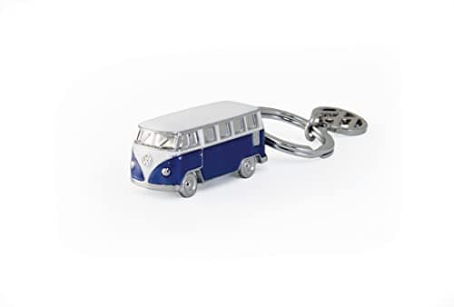 Image of BRISA VW Collection - Volkswagen Enamel 3D Metal Keyring Keychain Accessory Keyholder in T1 Bus Campervan Design (Classic Bus/Blue)
