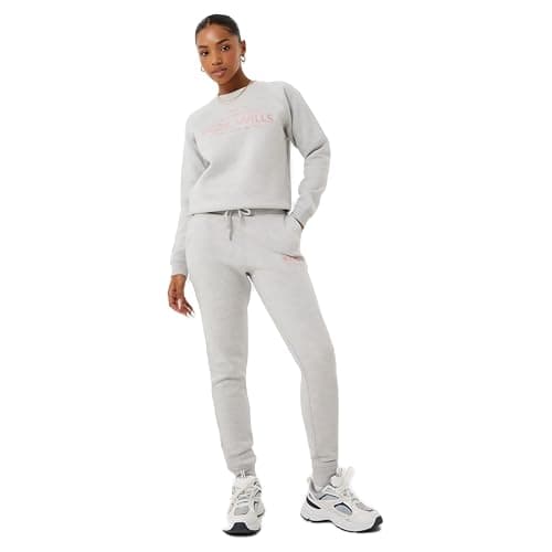Image of Jack Wills Womens Hunston Graphic Joggers Fleece Jogging Bottoms Trousers Pants Grey Marl 10 (S)