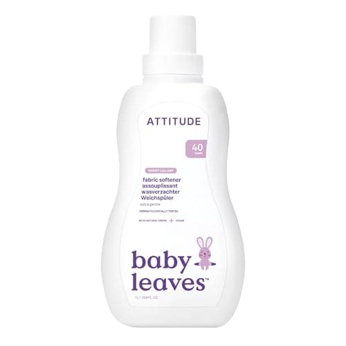 Image of ATTITUDE Baby Fabric Softener Liquid, EWG Verified, Safe for Baby Clothes, Infant and Newborn, Vegan and Naturally Derived Washing Soap, HE Compatible, Sweet Lullaby, 40 Loads, 1.04 Liter