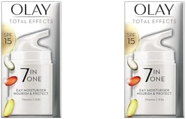 Image of Olay Total Effects 7-In-1 Anti-Ageing Moisturiser With Spf15, Niacinamide, Vitamin C And E, 50 Ml (Pack of 2)