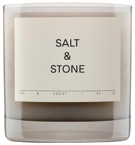 Image of Salt & Stone Scented Candle for Women & Men | Coconut & Soy Blend Wax | Hand-Poured, Aromatic & Fragrant | 100% Cotton Wick | Long-Lasting 50 Hour Burn Time | Fig & Violet 8.5 oz