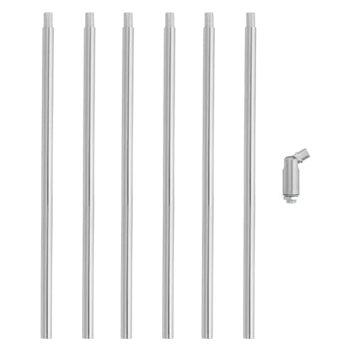 Image of PATIKIL Threaded Extension Rod,6 Set 12" M10 x 1mm Fine Thread Lamp Pipe with Lamp Pipe Nipple,Sloped Ceiling Adapter for Pendant Light Island Lighting Chandelier Stems,Silver