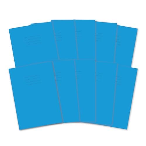 Image of Hamelin A4 Exercise Books, 48 Pages, Light Blue, Pack of 10 for School, 8 mm Ruled and Margin
