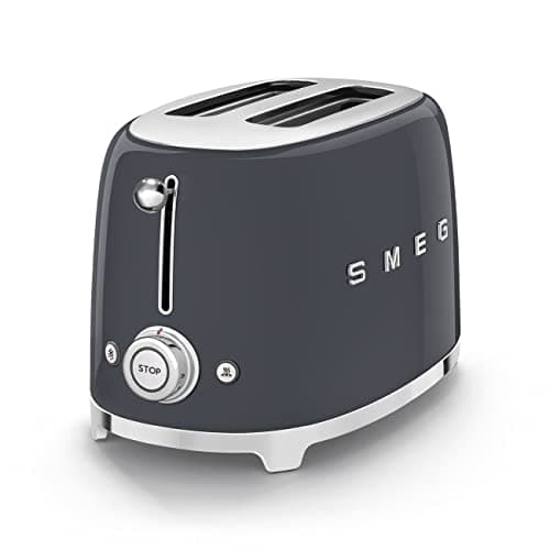Image of Smeg TSF01GRUK 2 Slice Toaster, Extra Wide Slots, 3 Pre-Set Options, 950W, Slate Grey